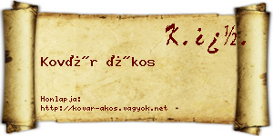 Kovár Ákos névjegykártya